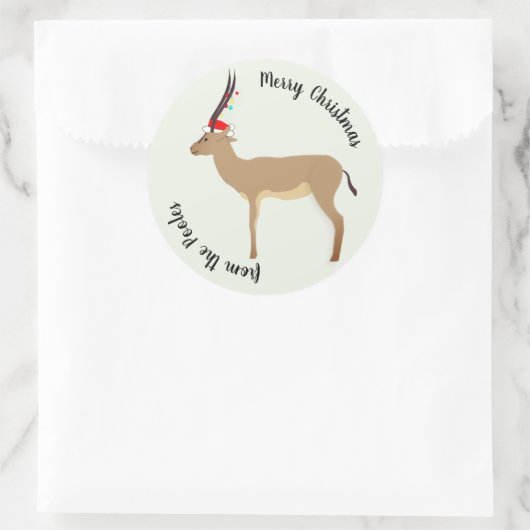 Kerst Springbok Ronde Sticker (Tas)