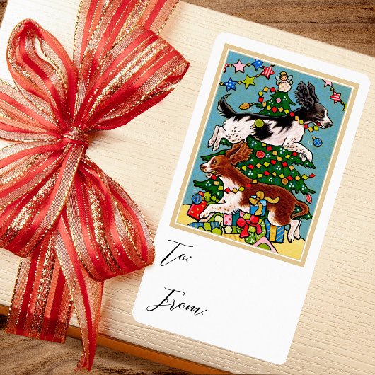 Kerst Springer Spaniel Hond Cadeau Sticker Label