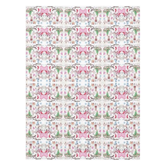 Kerst Sprookje Hand geschilderd Patroon Tafelkleed (Voorkant)