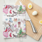 Kerst sprookje Hand geschilderde waterverf Theedoek (Quarter Fold)