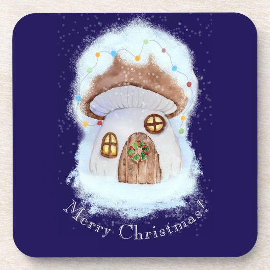 Kerst Sprookjes Huis Bier Onderzetter (Voorkant)