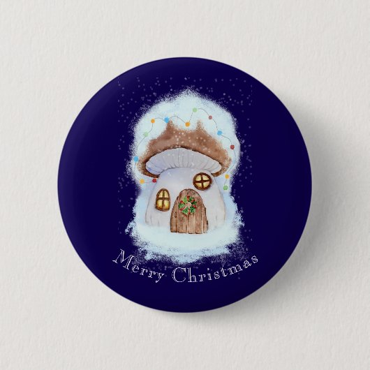 Kerst Sprookjes Huis Ronde Button 5,7 Cm (Voorkant)