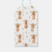 Kerst Sprookjesgeschenk Label in Neutraal en Wit