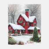 Kerst Sprookjeslandschap Fleece Deken (Voorkant)