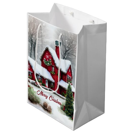 Kerst Sprookjeslandschap Medium Cadeauzakje (Voorkant Gekanteld)