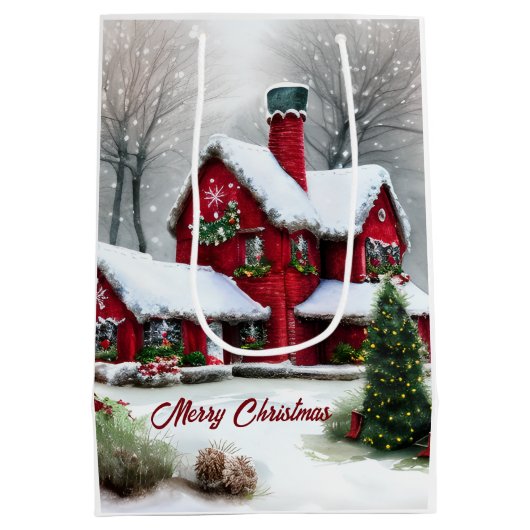 Kerst Sprookjeslandschap Medium Cadeauzakje (Achterkant)