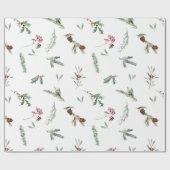 Kerst Spruce & Rode Bessen Cadeaupapier (Vlak)