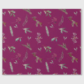 Kerst Spruce & Rode Bessen Franse Plum Cadeaupapier (Vlak)