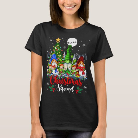 Kerst Squad Drie Santa Elf Gnomen Xmas Tree L T-shirt (Voorkant)