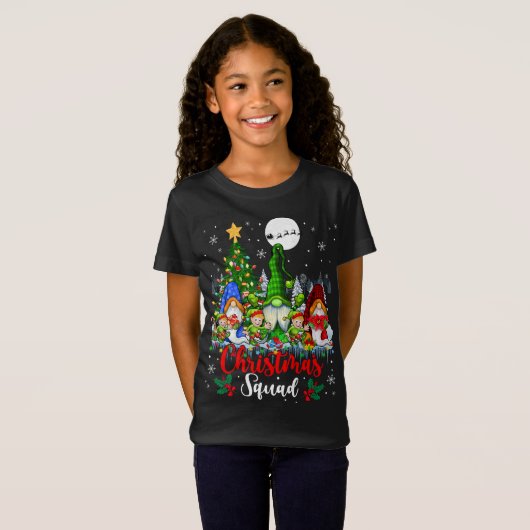Kerst Squad Drie Santa Elf Gnomen Xmas Tree L T-shirt (Voorkant volledig)