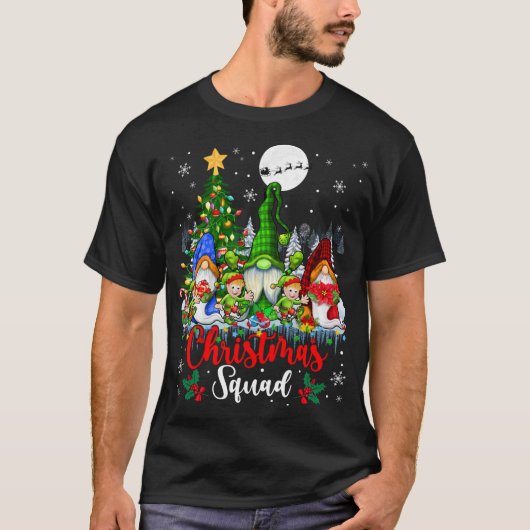 Kerst Squad Drie Santa Elf Gnomen Xmas Tree L T-shirt (Voorkant)