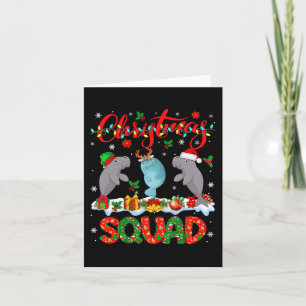 Kerst Squad Drie Santa Rendier Elf Manatees Kaart