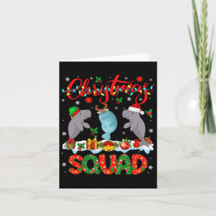 Kerst Squad Drie Santa Rendier Elf Manatees Kaart
