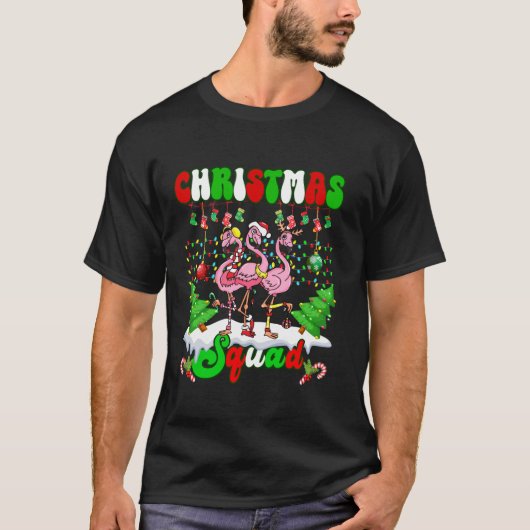 Kerst Squad Liefde Flamingo Familie Kerstverlichti T-shirt (Voorkant)