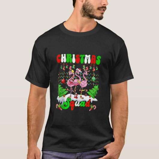 Kerst Squad Liefde Flamingo Familie Kerstverlichti T-shirt (Voorkant)