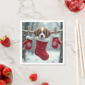 Kerst St. Bernard Puppy in een rode kous Servet (Insitu)