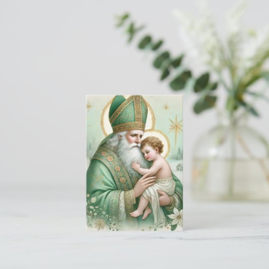 Kerst St. Nicholas. Baby Jezus Feestdag Plaatskaartje (Staand voorkant)