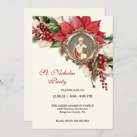 Kerst St. Nicholas Feest Dag Feest Uitnodigingen (Voorkant / Achterkant)