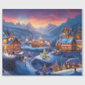 Kerst stad inpakpapier, cadeaupapier (Vlak)