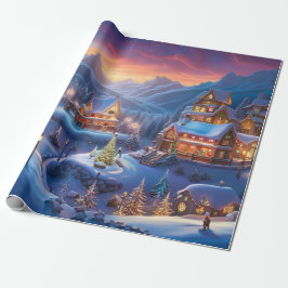 Kerst stad inpakpapier, cadeaupapier