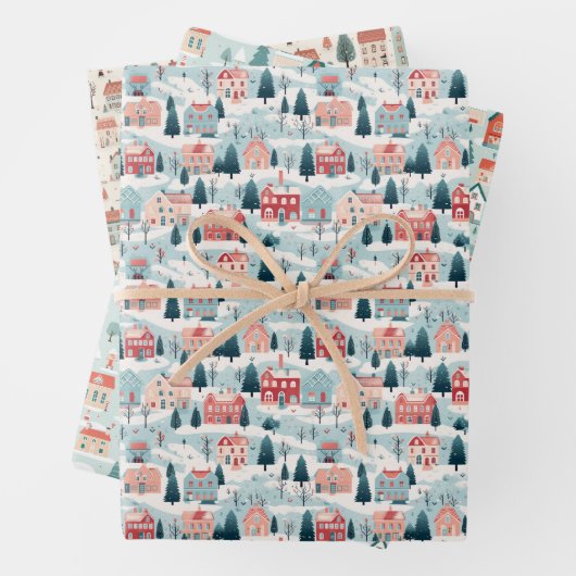 Kerst stad Magic Wrapping Papier Inpakpapier Vel (In situ)