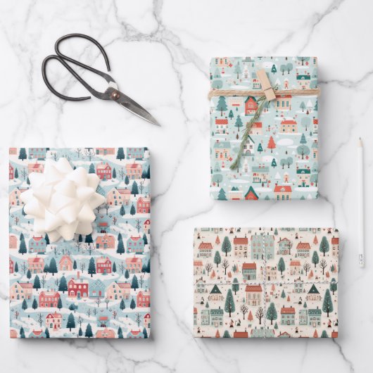 Kerst stad Magic Wrapping Papier Inpakpapier Vel (Voorkant)