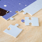 Kerst stadsgezicht met straatlantaarn, boom en gif legpuzzel (Zijkant)