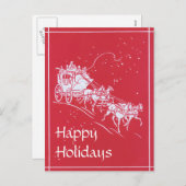 Kerst Stagecoach in rood en wit Feestdagenkaart (Voorkant / Achterkant)