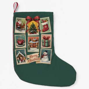 Kerst Stamp Vakantie Postzegels Retro Kerstman Kleine Kerstsok