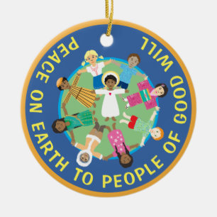 Kerst Star en Jesus Peace Keramische Ornament