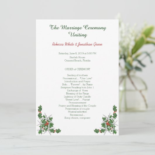 Kerst Starfish Beach Wedding Ceremony Programma (Staand voorkant)