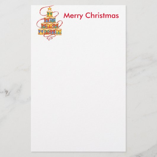 Kerst Stationery Boom van Drums Briefpapier (Voorkant)
