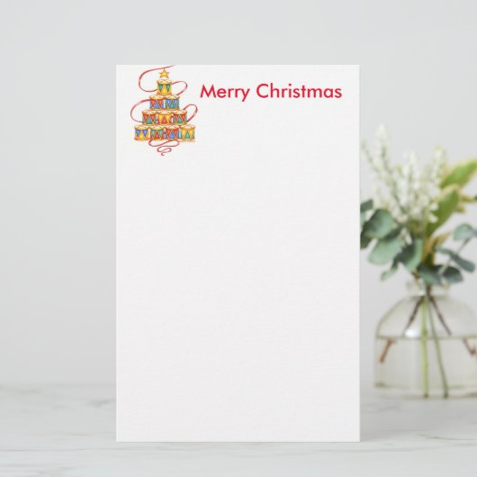 Kerst Stationery Boom van Drums Briefpapier (Staand voorkant)