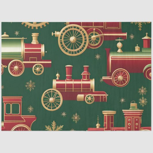 Kerst Steampunk Locomotief Weefselpapier Tissuepapier (Voorkant)