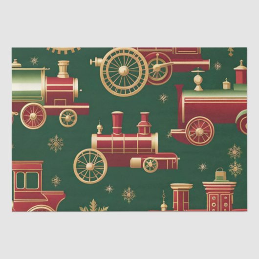 Kerst Steampunk Locomotief Weefselpapier Tissuepapier (Voorkant)