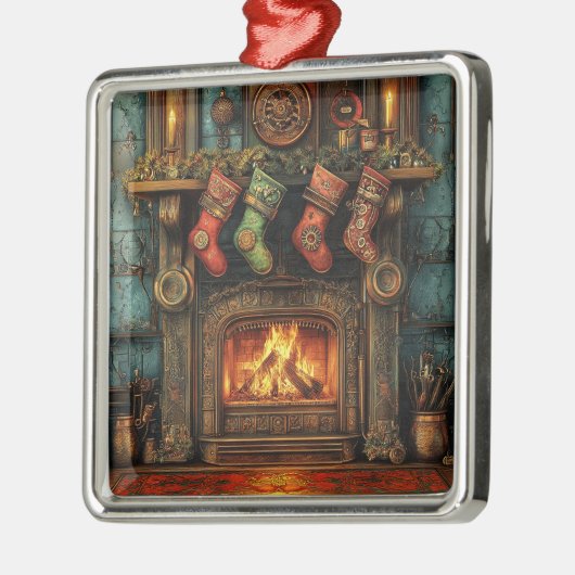 Kerst Steampunk open haard Ornament (Links)