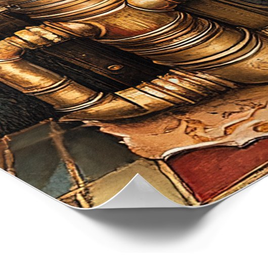 Kerst Steampunk open haard Poster (Hoek)