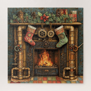 Kerst Steampunk open haard puzzel