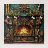 Kerst Steampunk open haard puzzel (Verticaal)
