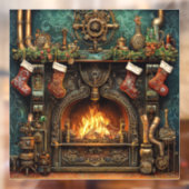 Kerst Steampunk Open haard Window Cling Raamsticker (Vel 2)