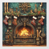 Kerst Steampunk Open haard Window Cling Raamsticker (Vel)