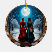 Kerst Steampunk Paar Keramisch Ornament (Voorkant)