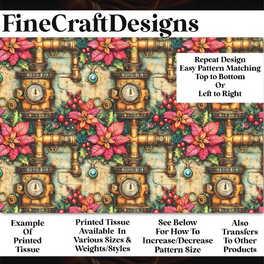 Kerst Steampunk Poinsettias BM4 Decoupage Tissuepapier