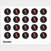 Kerst steenkool stocking ronde sticker (Vel)
