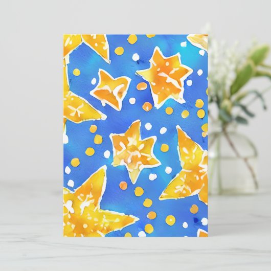 Kerst Ster Celebration Kaart in Oekraïense kleur (Staand voorkant)