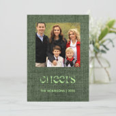 Kerst sterren burlap familie foto feestdagenkaart (Staand voorkant)