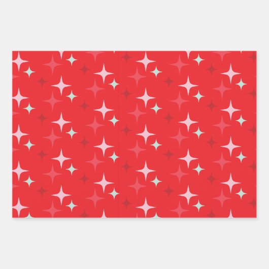 Kerst Sterren en Strepen Wrapping Paper Set (Voorkant)