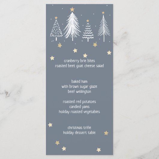 Kerst Sterren Goud en Blauw Menu (Achterkant)