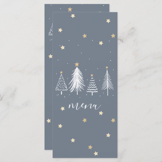 Kerst Sterren Goud en Blauw Menu (Voorkant / Achterkant)