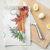 Kerst sterren keukenhanddoek (Quarter Fold)